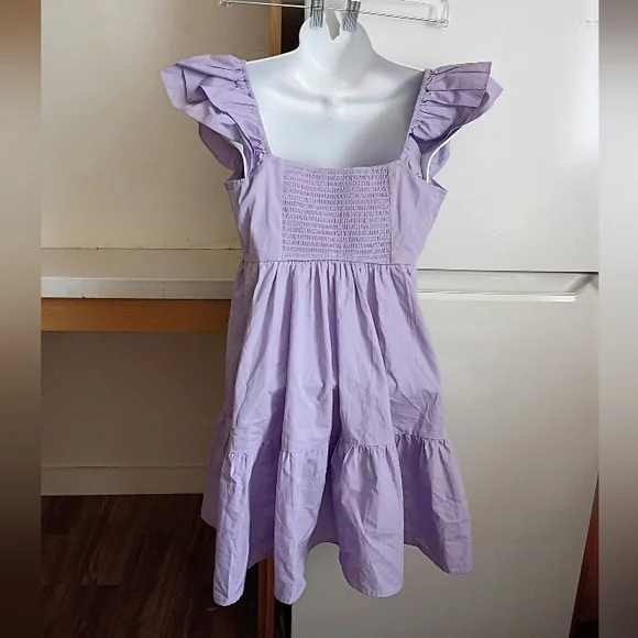 A&F Blogger Favorite Ruffle Flutter Sleeve Mini Dress sz S - Picture 6 of 10